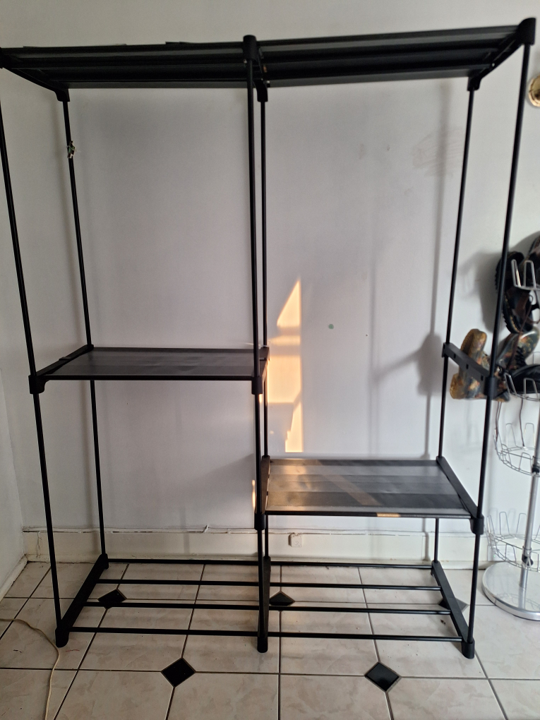 Clothes Rack with Shelves, Hanging Rods