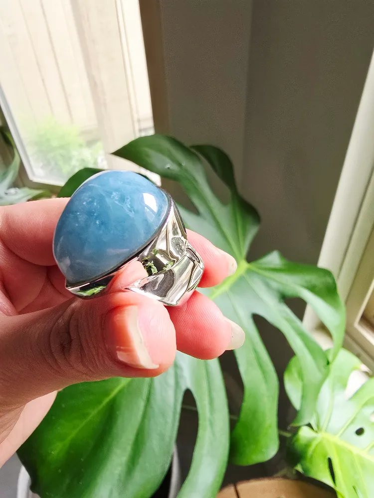 New Aquamarine natural 925 sterling silver ring image indicator(3)