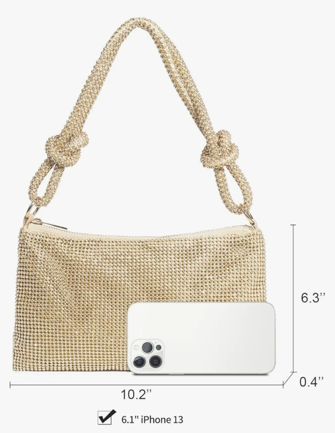 Rhinestone baguette bag with knotted strap image indicator(2)