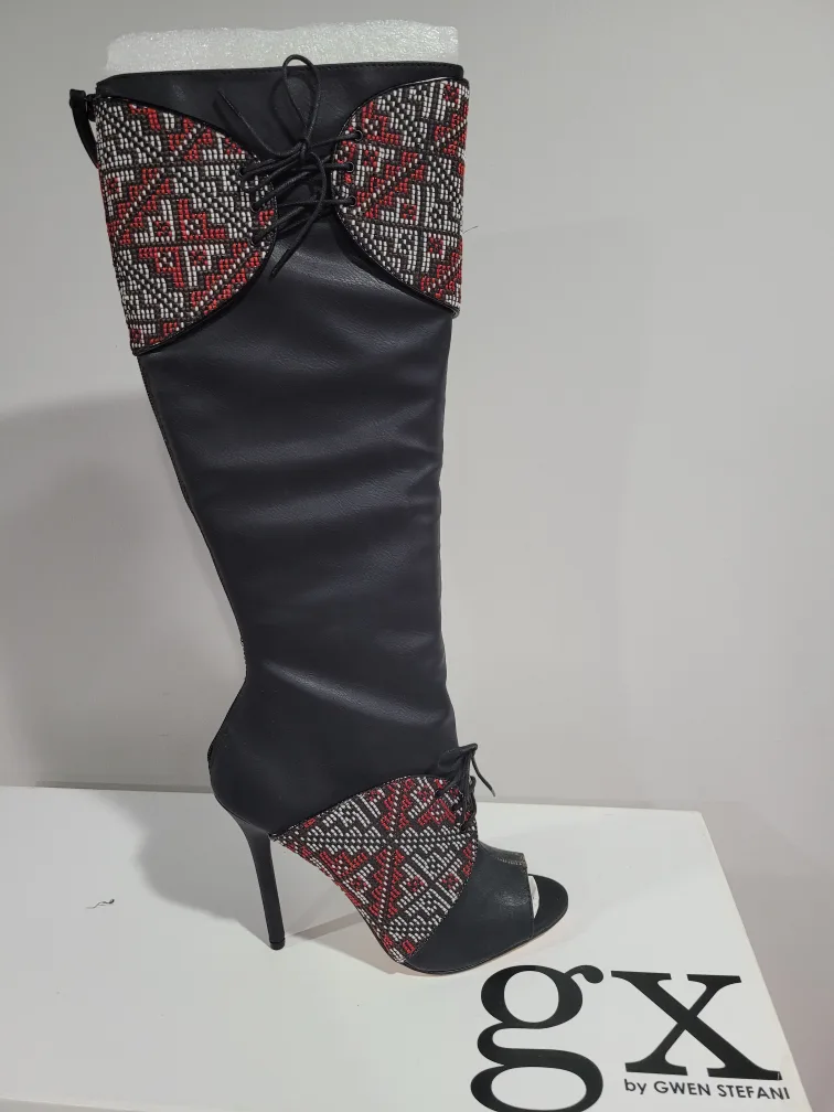 GX by Gwen Stefani Sumina Black/Print Boots - Size 9 thumbnail