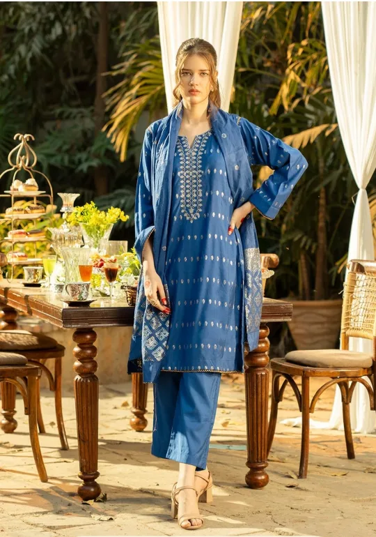 Pakistani Elegant Blue Ensemble with Dupatta thumbnail