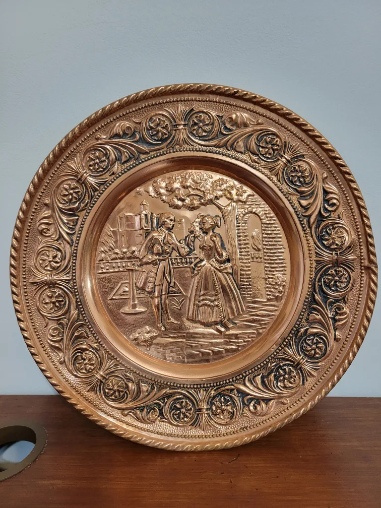 Vintage Copper Plate with Relief Scene thumbnail