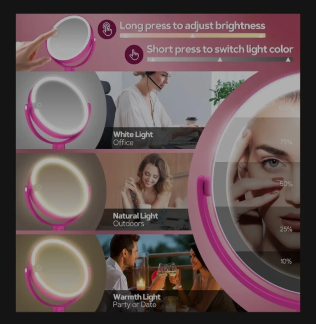 Adjustable Makeup Mirror with Lights image indicator(6)