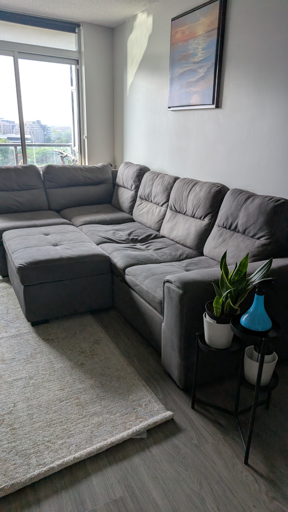Grey Sectional Sofa with Ottoman Storage
