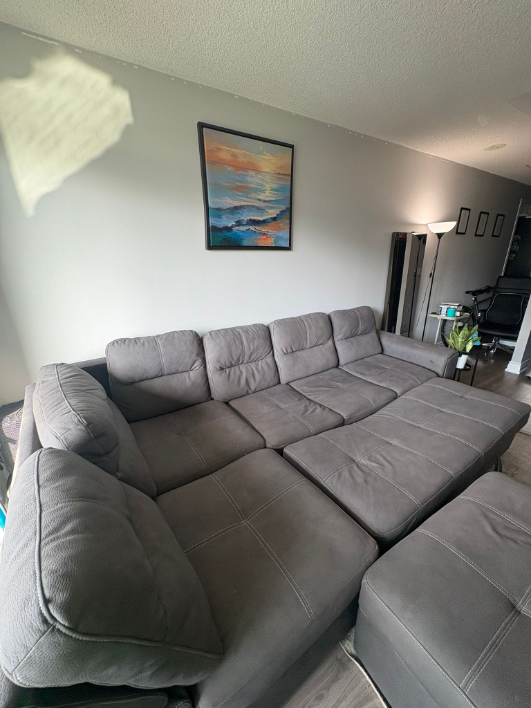 Grey Sectional Sofa with Ottoman Storage - photo 4