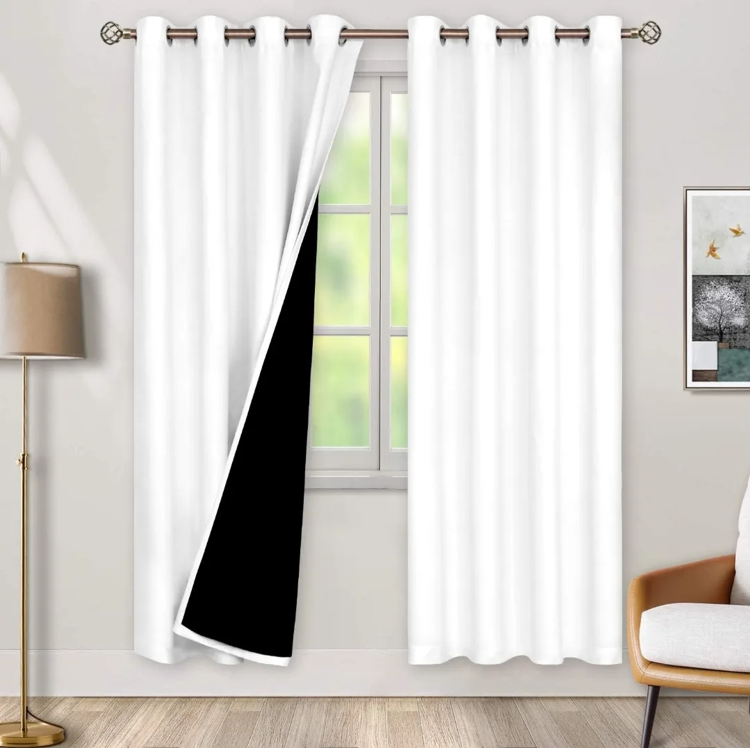 Blackout Curtains - White & Black thumbnail