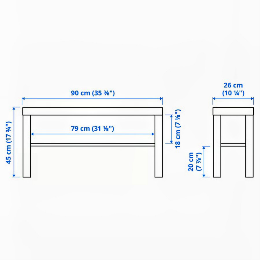 IKEA LACK TV bench, black, 90x26x45 cm (35 3/8x10 1/4x17 3/4 ") - photo 3