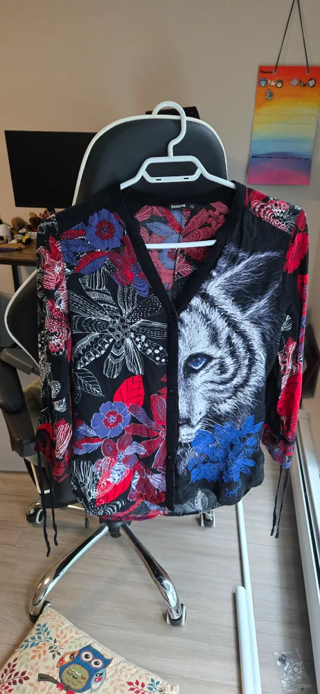 Desigual XS Floral & Tiger Print Blouse thumbnail