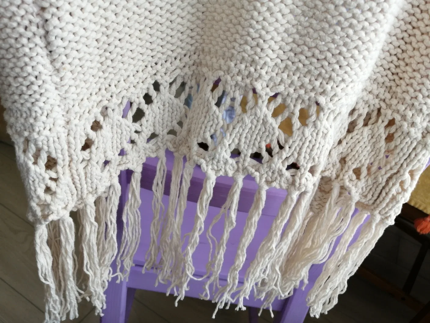 Cream-Coloured Knit Vest with Fringe image indicator(4)