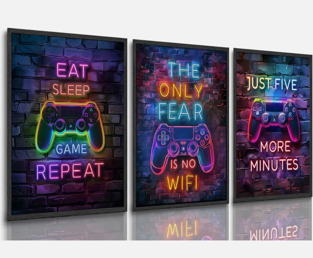 Gaming Wall Art Canvas Posters- Set of 3