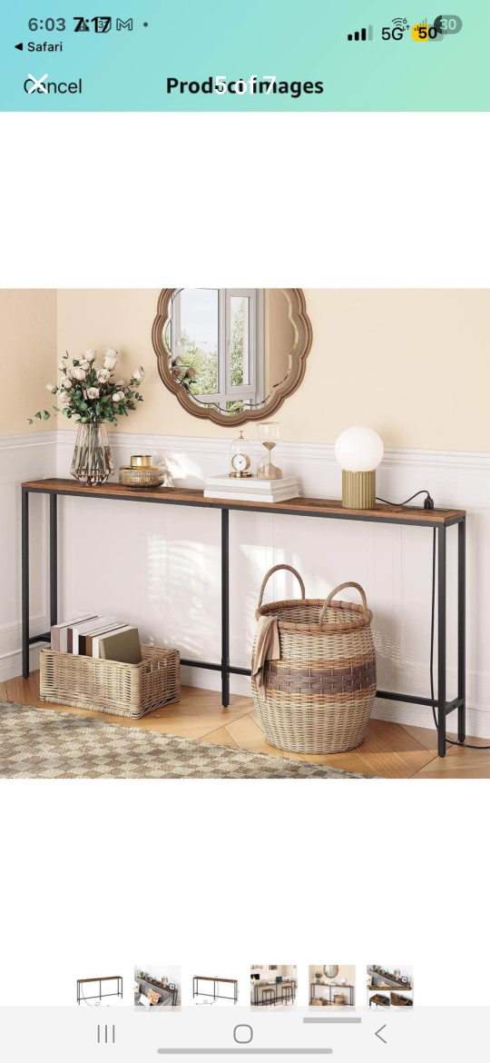 Narrow Console Table - Rustic Brown