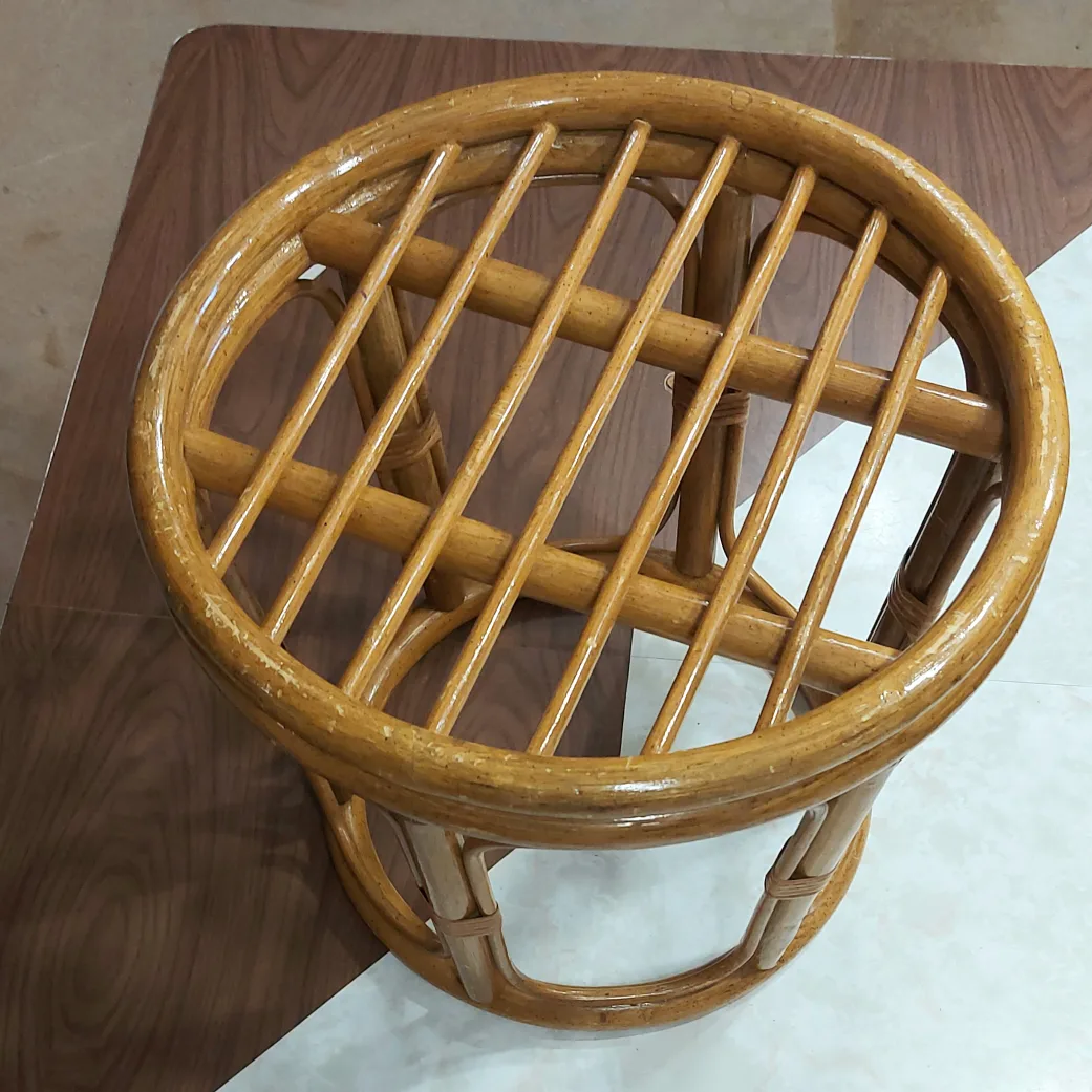 1970s rattan end table 🪴 boho plant stand thumbnail