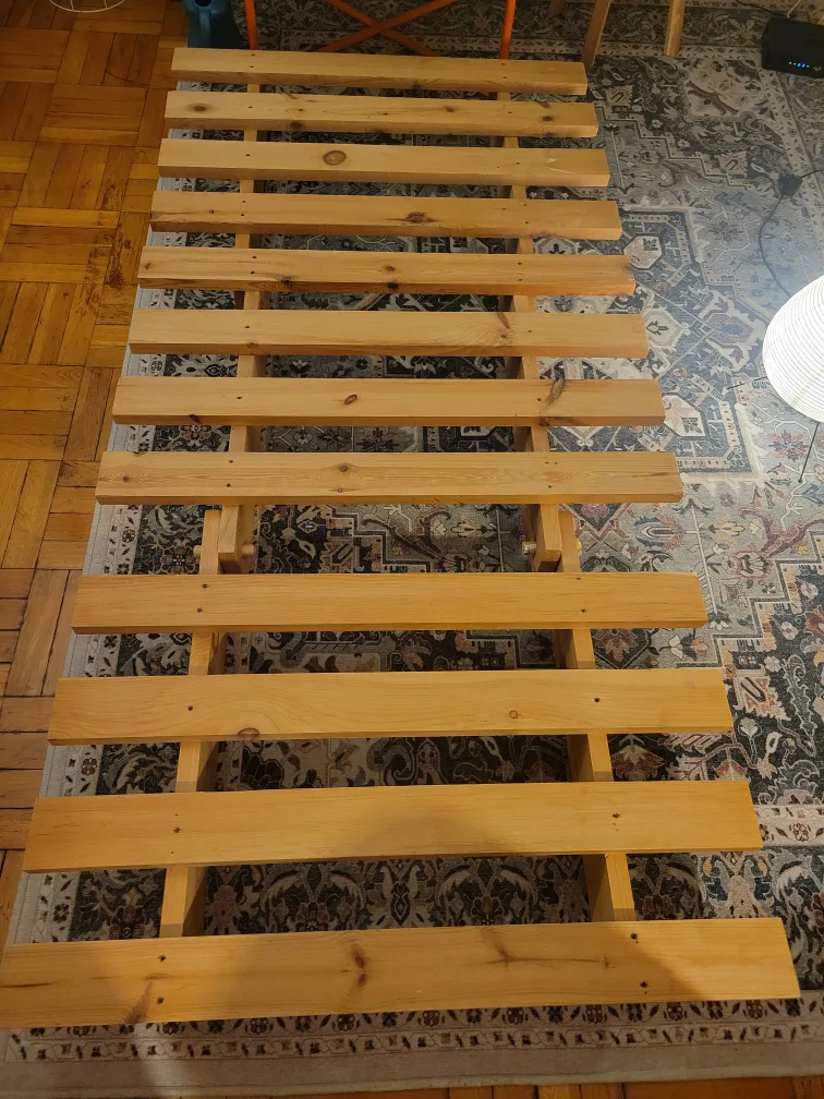 Twin futon wood frame with foldable foam mattress image indicator(3)