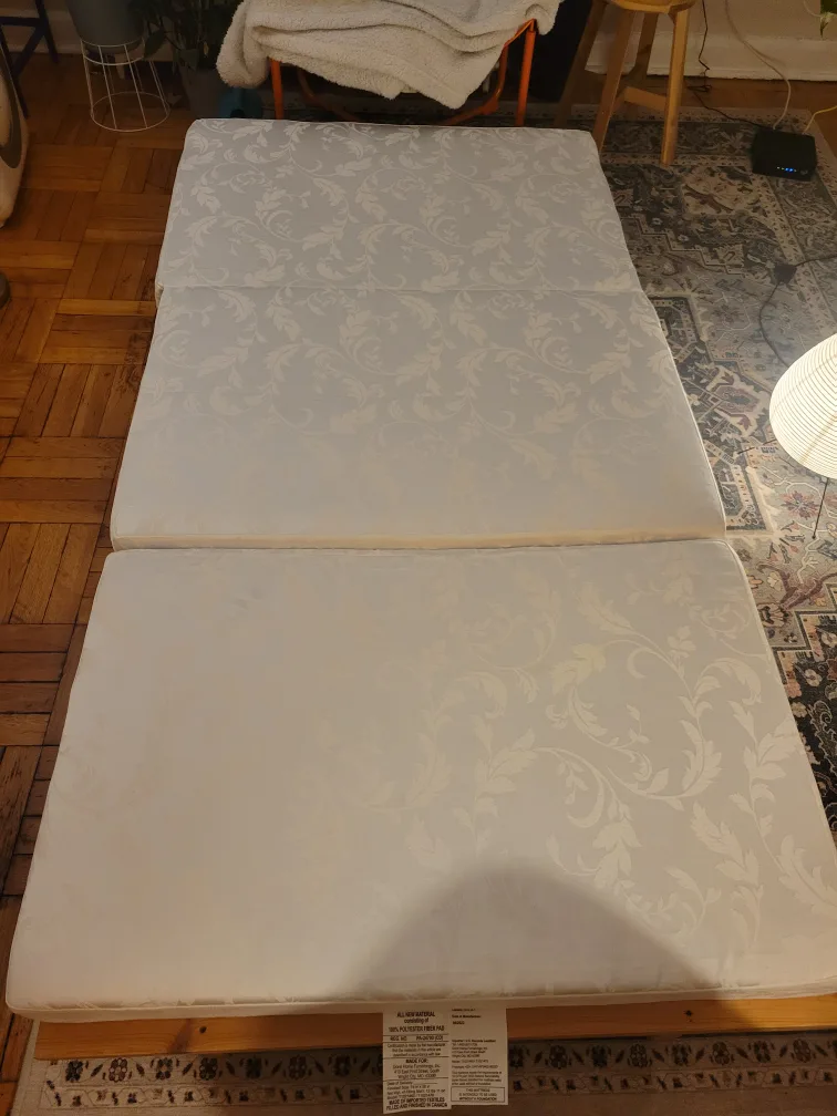 Twin futon wood frame with foldable foam mattress image indicator(5)