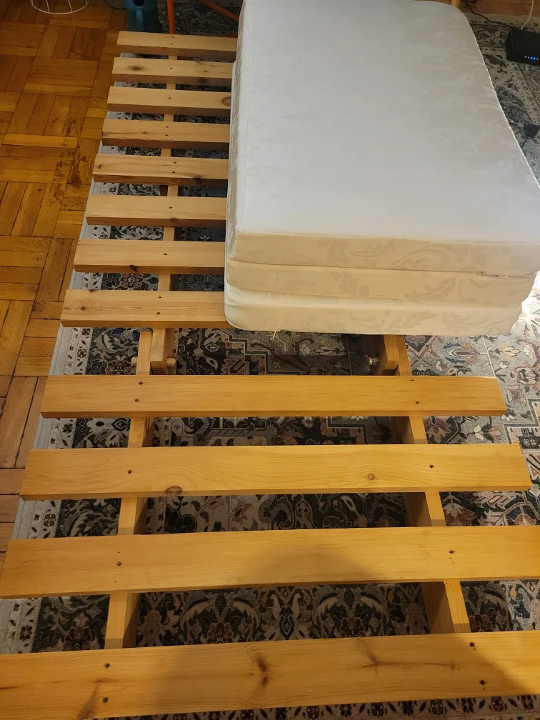 Twin futon wood frame with foldable foam mattress image indicator(4)