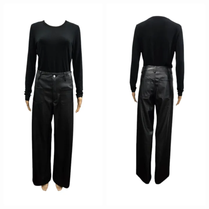 Madison the Label Vegan Leather High-Rise Wide-Leg Pants Size S image indicator(4)