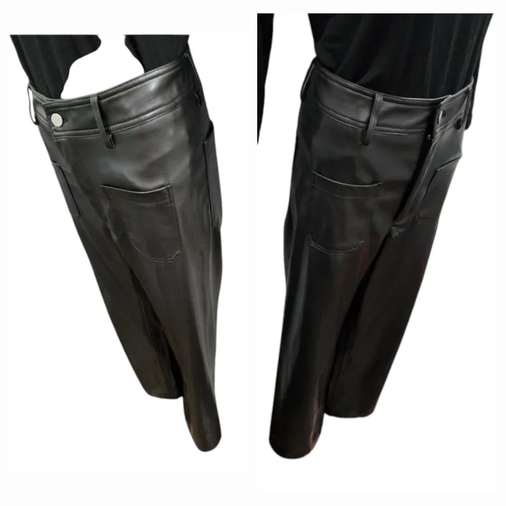 Madison the Label Vegan Leather High-Rise Wide-Leg Pants Size S image indicator(5)