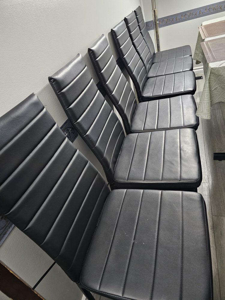 Set of 8 Black Faux Leather Dining Chairs - photo 2
