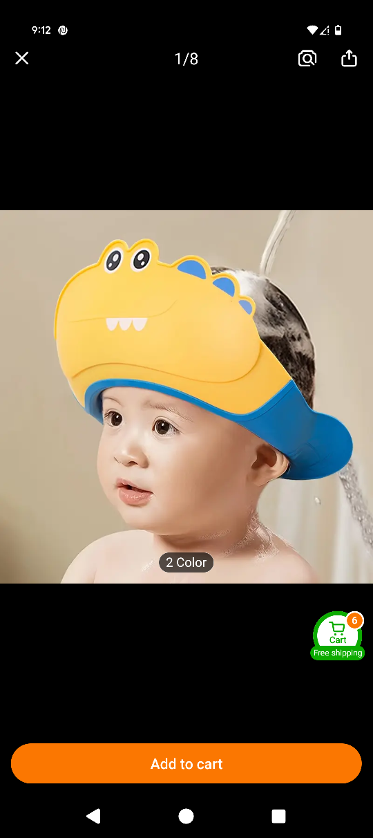 Crocodile Baby Shower Cap - Yellow & Blue