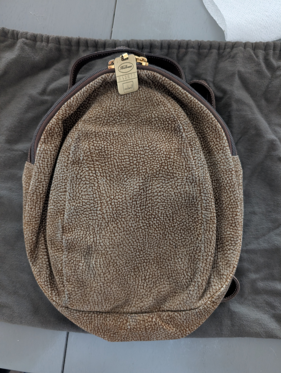 Borbonese smallish backpack with adjustable leather straps. - photo 2
