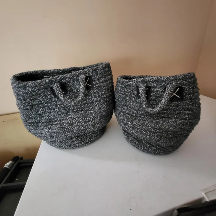 Kalon 2-Piece Decorative Basket Plant Set - Grey thumbnail