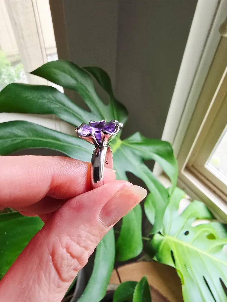 New Amethyst natural 925 sterling silver ring image indicator(2)