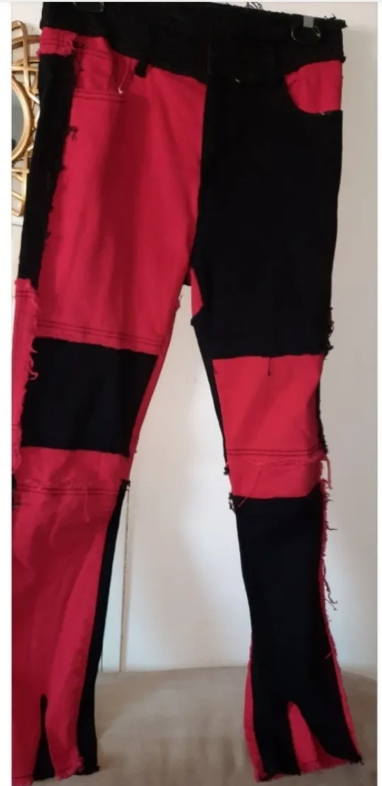 Red and Black Patchwork Jeans thumbnail