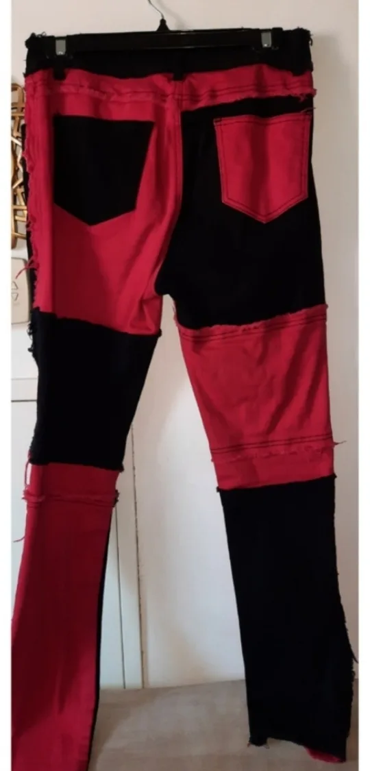 Red and Black Patchwork Jeans image indicator(2)