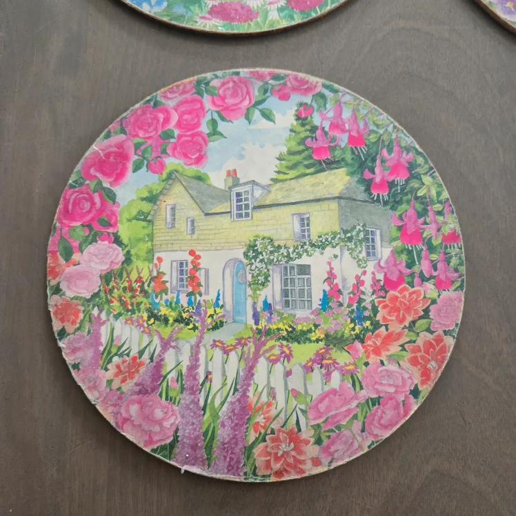 Vintage Cork Floral Trivets/Coasters image indicator(6)