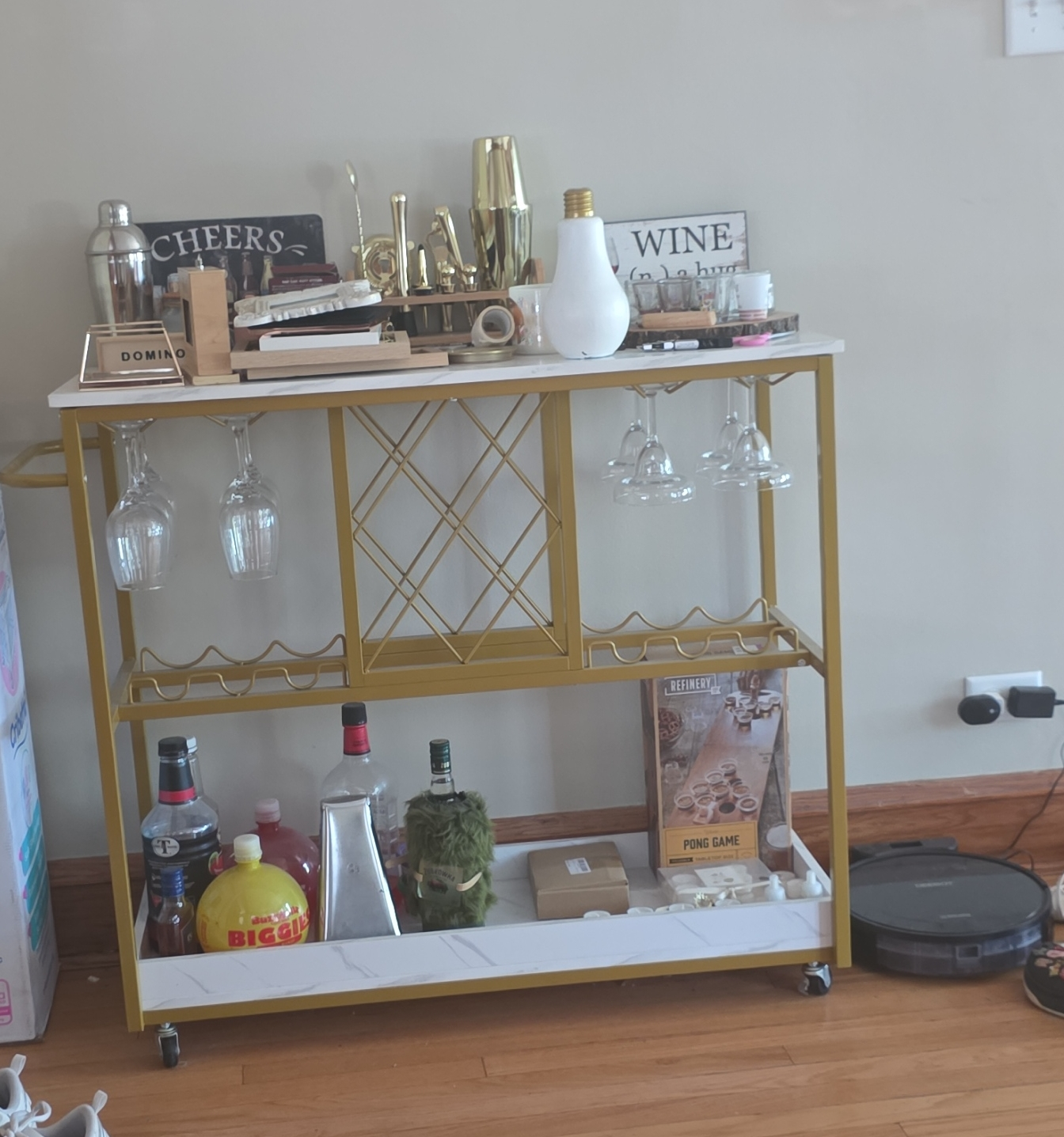 Gold & White Bar Cart