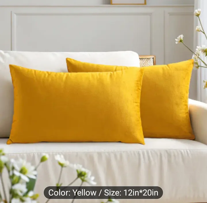 Yellow Pillow Covers 12x20in 🥕 thumbnail