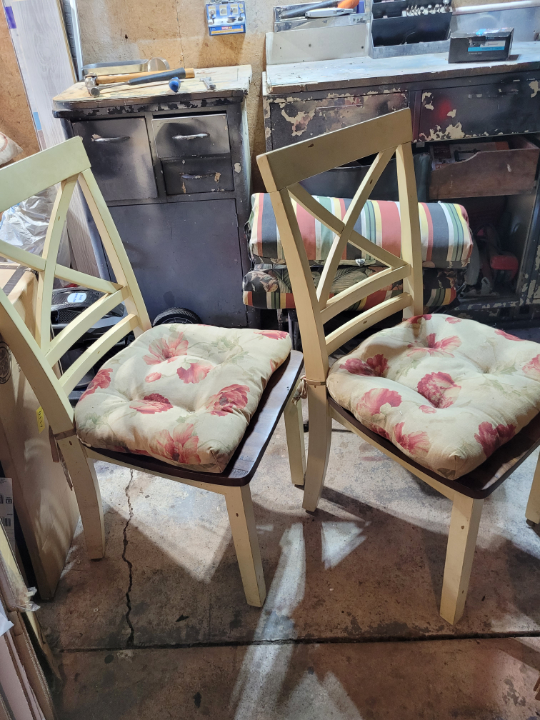 Pair of Floral Padded Dining Chairs - photo 3