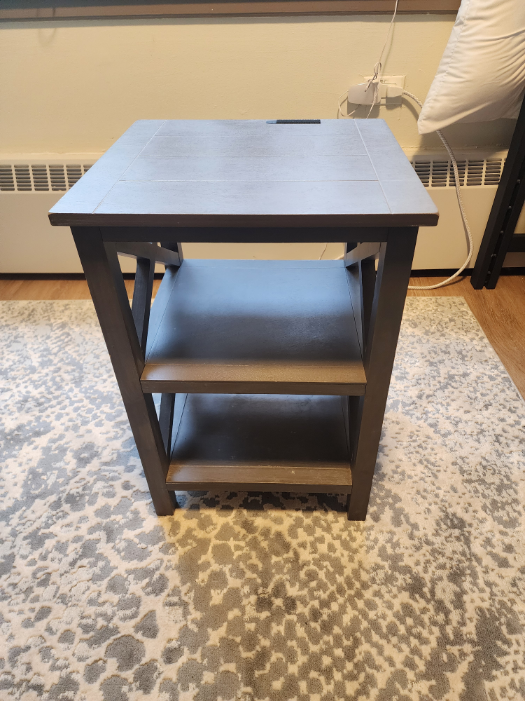 Gray Wooden End Table with Shelves - photo 2