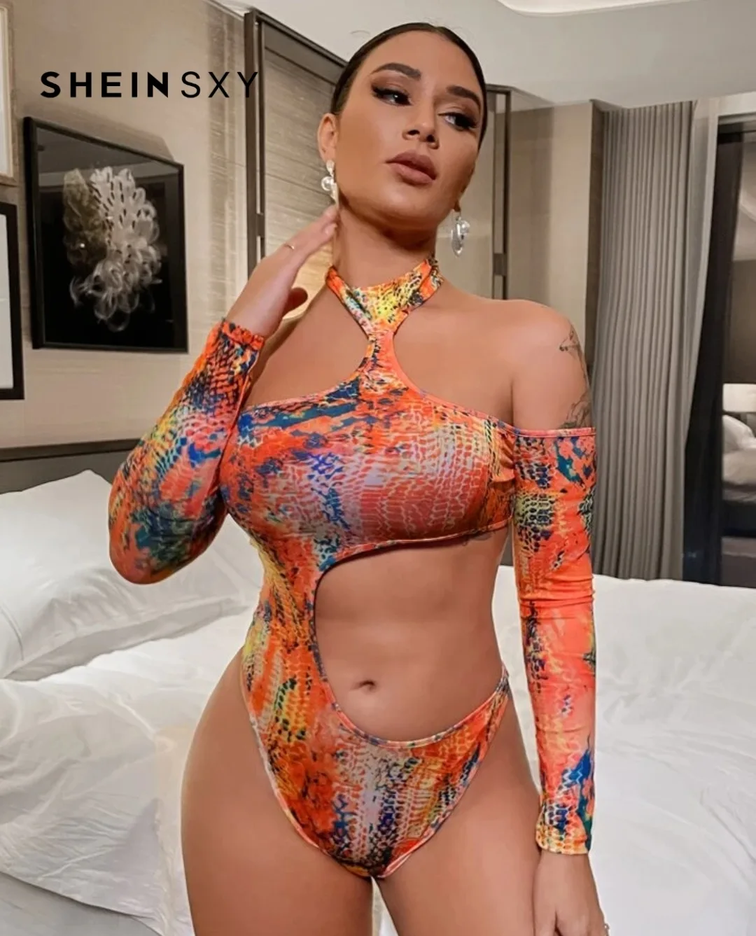 SHEINXY Snakeskin Bodysuit thumbnail