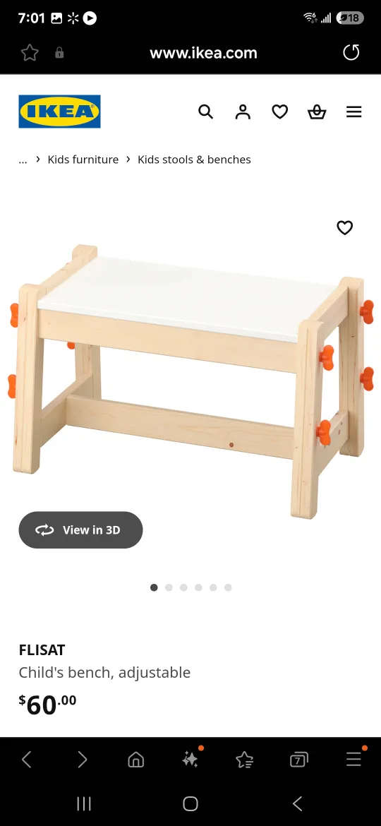 IKEA FLISAT Kids Adjustable Bench image indicator(4)