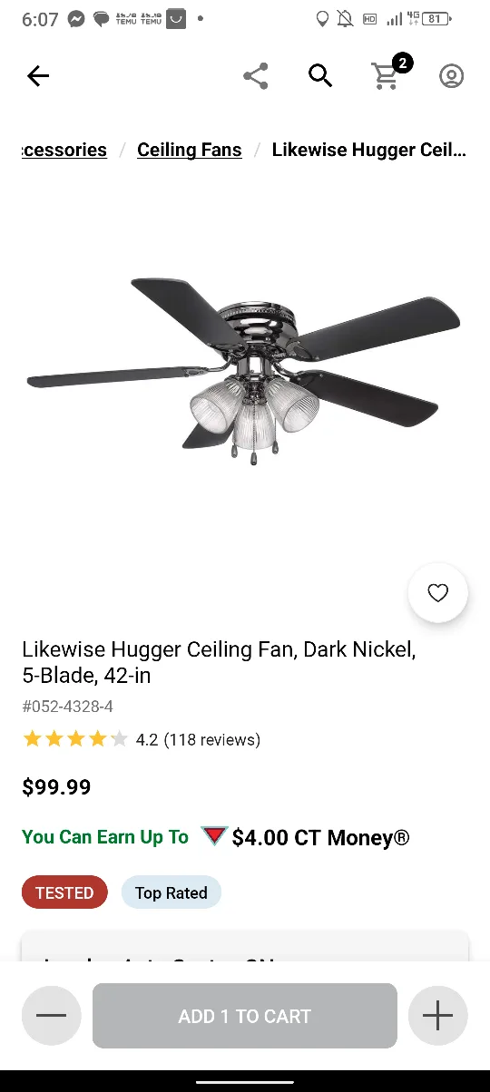 New Hugger Ceiling Fan image indicator(6)