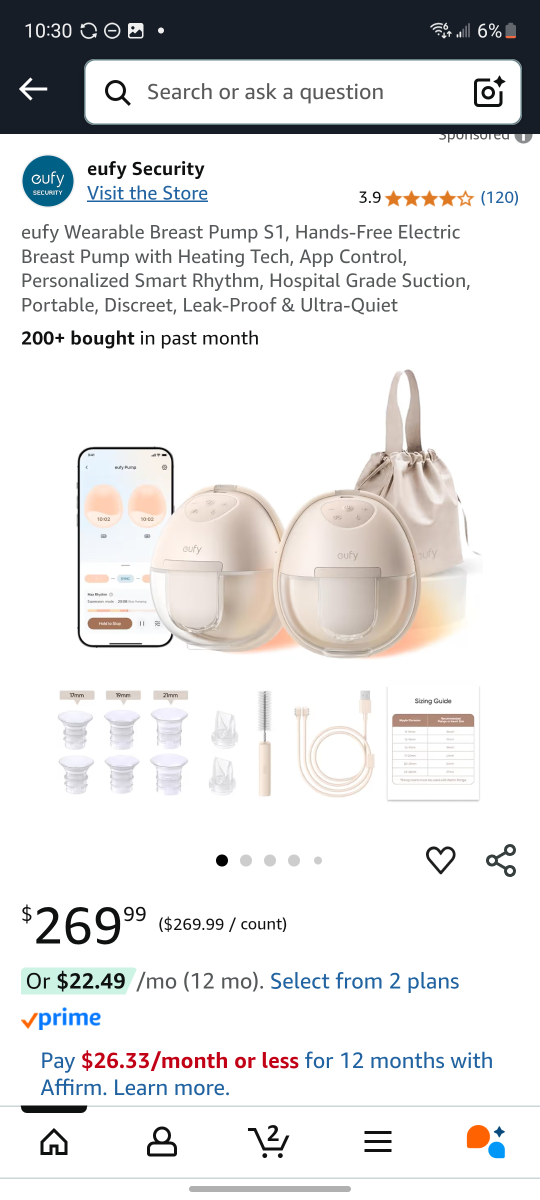 New sealed eufy Wearable Breast Pump S1