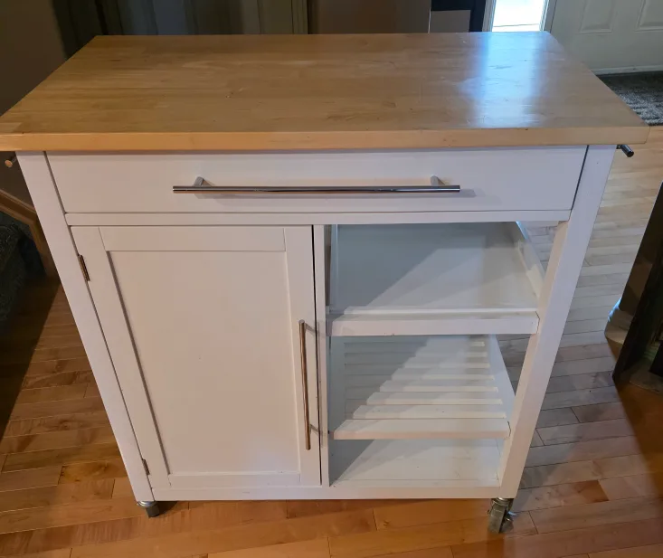 Kitchen Island Cart - White with Wood Top thumbnail
