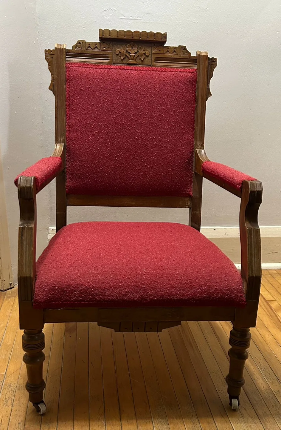 Antique Red Upholstered Armchair image indicator(3)