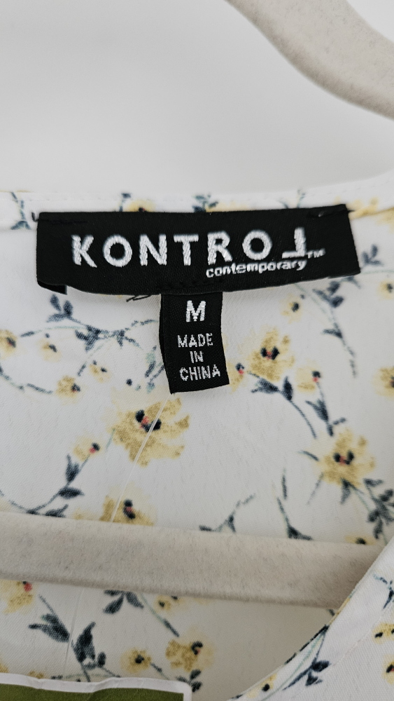 Brand new, Yellow and Blue Floral Top Blouse, Size Medium - photo 3