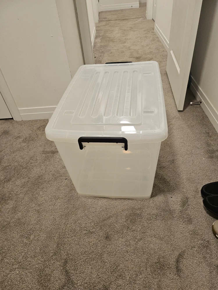 Clear Plastic Storage Container with Black Handles thumbnail