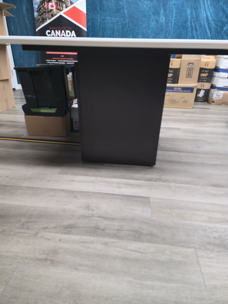 Modern White Office Table with Power Outlet - photo 3