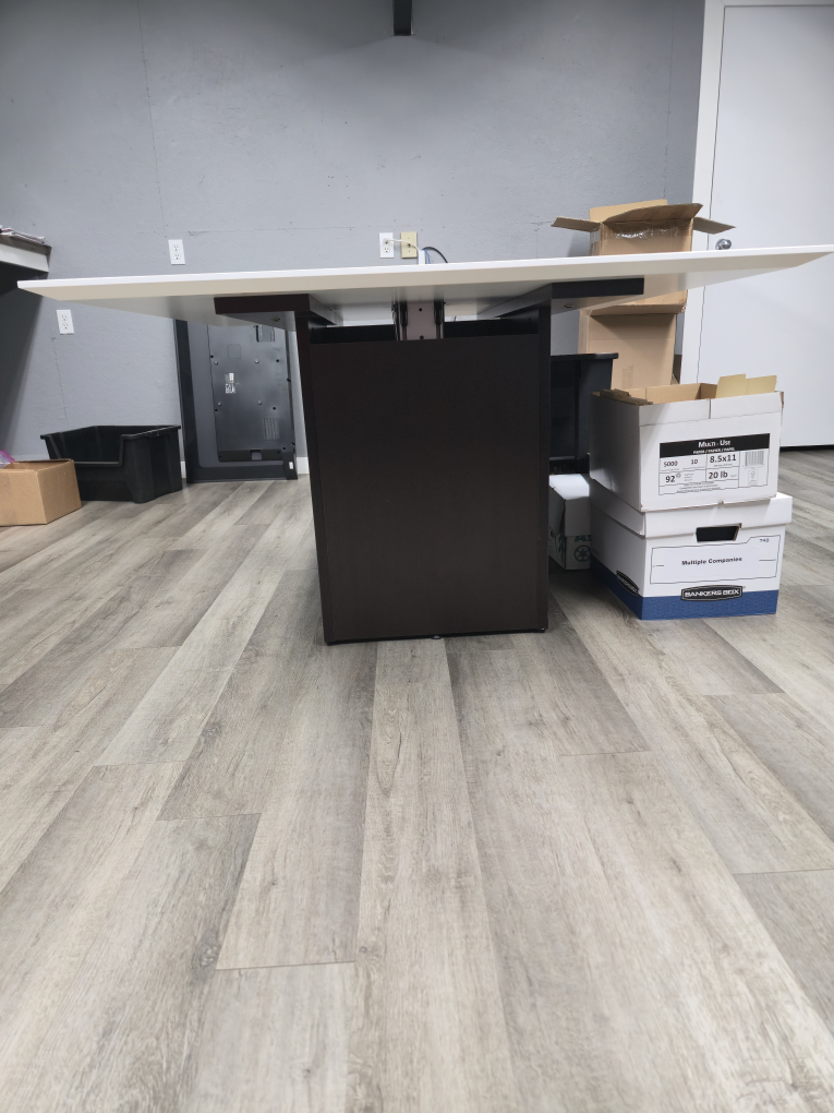 Modern White Office Table with Power Outlet - photo 4