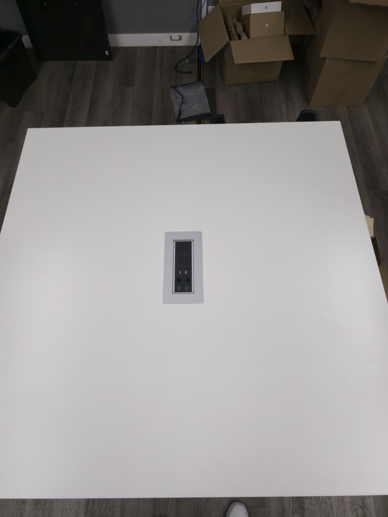 Modern White Office Table with Power Outlet - photo 5