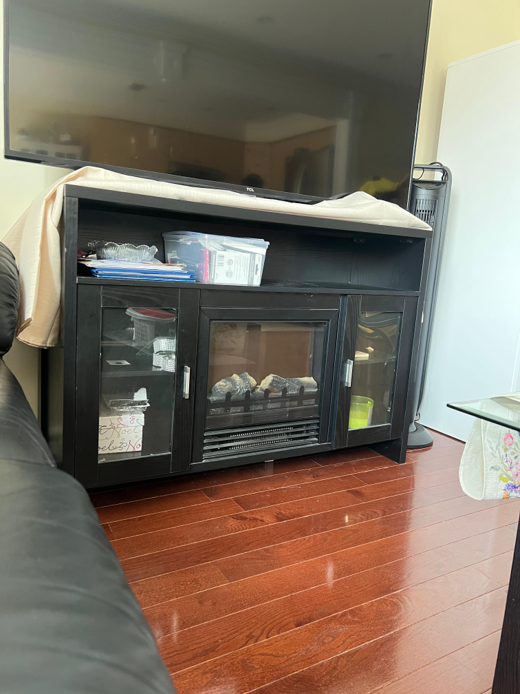 Black TV Stand with Electric Fireplace