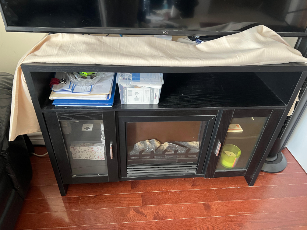 Black TV Stand with Electric Fireplace - photo 2