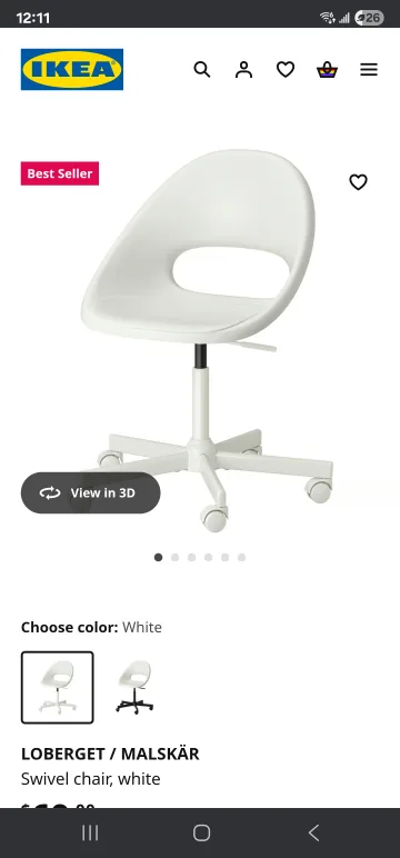 IKEA LOBERGET / MALSKÄR Swivel Chair, White image indicator(2)