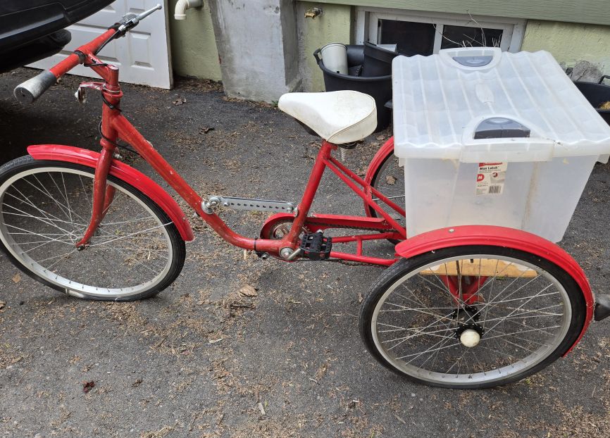 Red Tricycle with Cargo Basket