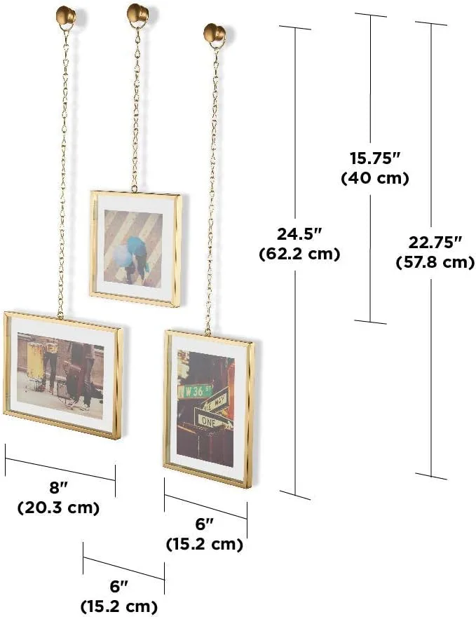 Umbra Fotochain Brass Hanging Picture Frames / Wall Decor image indicator(3)