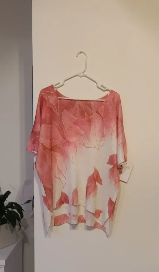 Floral Crocheted Italian Top - Pink & White thumbnail